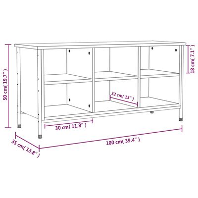 vidaXL Kenkäkaappi Sonoma-tammi 100x35x50 cm tekninen puu