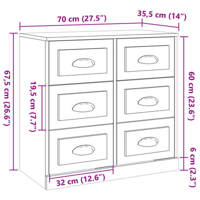 vidaXL Senkki musta 70x35,5x67,5 cm tekninen puu