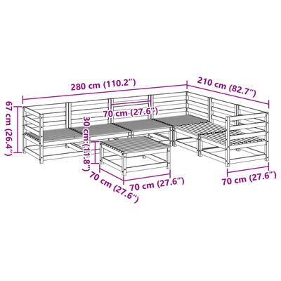 vidaXL 7-osainen Ulkosohvasarja kyllästetty mänty