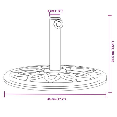 vidaXL Aurinkovarjon jalusta Ø38 / 48 mm tangolle 12 kg pyöreä