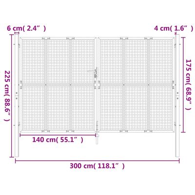 vidaXL Puutarhaportti antrasiitti 300x225 cm teräs