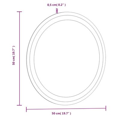 vidaXL Kylpyhuoneen LED-peili 50 cm pyöreä