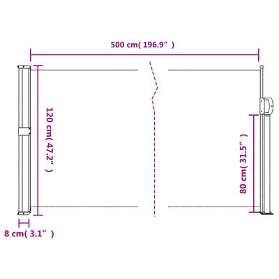 vidaXL Sisäänvedettävä sivumarkiisi Terrakotta 120x500 cm