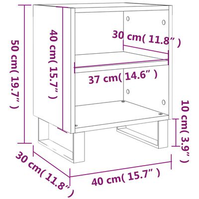 vidaXL Yöpöydät 2 kpl musta 40x30x50 cm tekninen puu