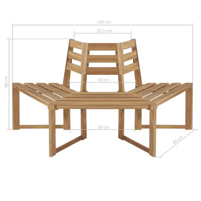 vidaXL Penkki puolikas kuusikolmio 160 cm akaasiapuu