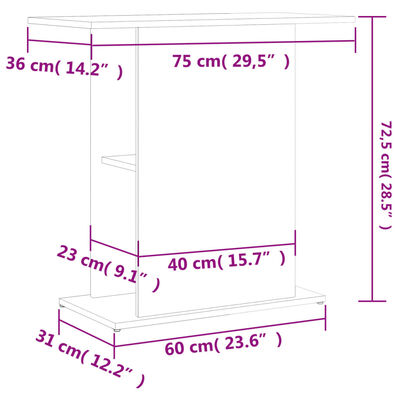 vidaXL Akvaarioteline ruskea tammi 75x36x72,5 cm tekninen puu