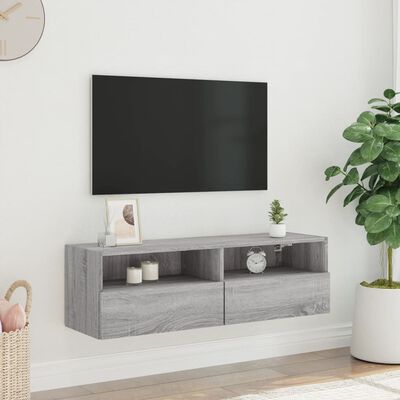 vidaXL TV-seinäkaappi harmaa Sonoma 100x30x30 cm tekninen puu