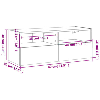 vidaXL TV-seinäkaappi musta 80x30x30 cm tekninen puu