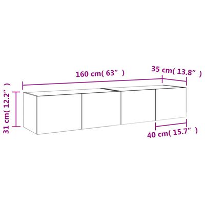 vidaXL TV-seinäkaapit LED-valoilla 2 kpl ruskea tammi 80x35x31 cm