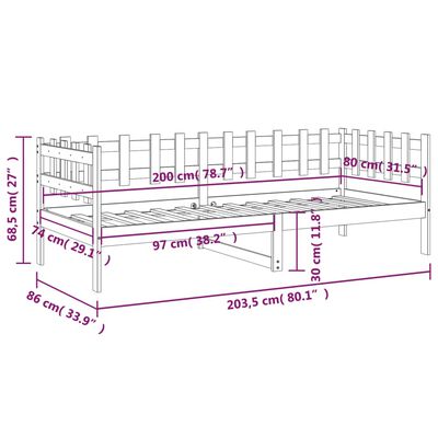 vidaXL Sohvasänky hunajanruskea 80x200 cm täysi mänty