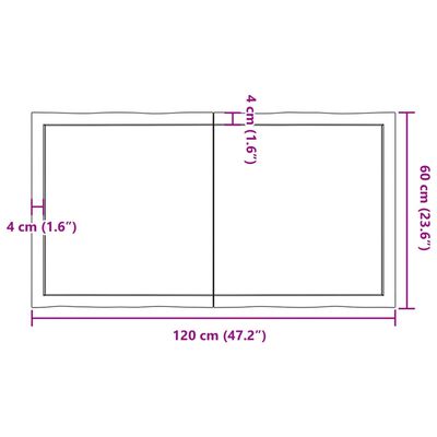 vidaXL Pöytälevy 120x60x(2-4) cm käsittelemätön täysi puu elävä reuna