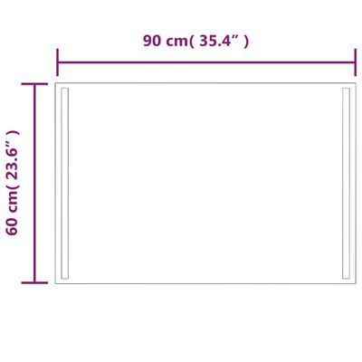 vidaXL Kylpyhuoneen LED-peili 60x90 cm