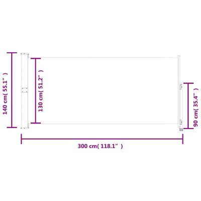 vidaXL Sisäänvedettävä terassin sivumarkiisi 140x300 cm sininen