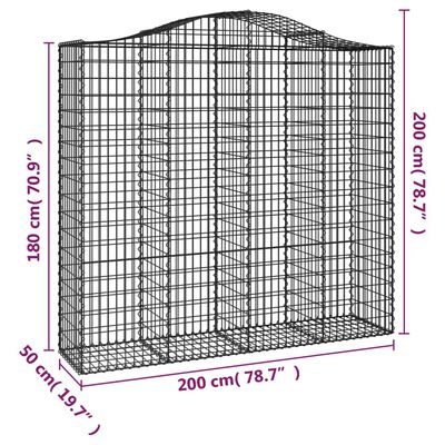 vidaXL Kaarevat kivikorit 25 kpl 200x50x180/200 cm galvanoitu rauta