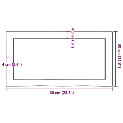 vidaXL Kylpyhuoneen työtaso 60x30x(2-6) cm käsittelemätön täysi puu