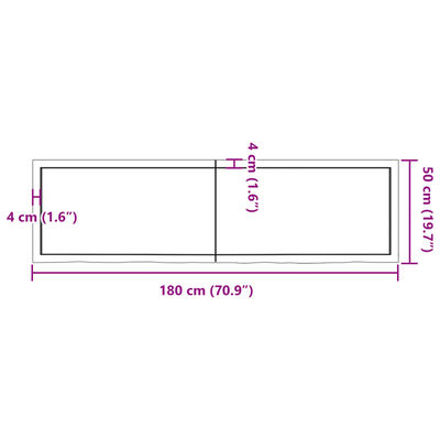 vidaXL Seinähylly tummanruskea 180x50x(2-4) cm käsitelty täystammi