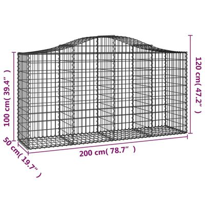 vidaXL Kaarevat kivikorit 11 kpl 200x50x100/120 cm galvanoitu rauta