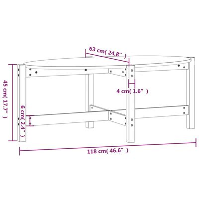 vidaXL Sohvapöytä hunajanruskea 118x63x45 cm täysi mänty