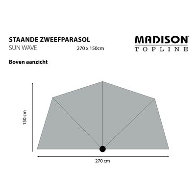 Madison Parvekkeen Päivänvarjo Sun Wave 270x150 cm harmaanruskea