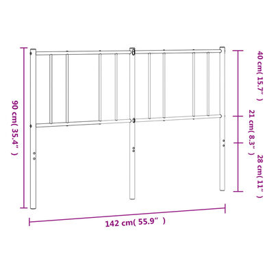 vidaXL Metallinen sängynpääty valkoinen 135 cm