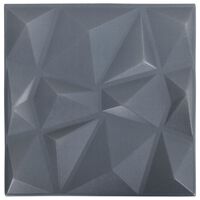 vidaXL 3D-seinäpaneelit 12 kpl 50x50 cm harmaa timantti 3 m²