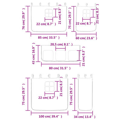 vidaXL Lasten parvisänky verhoilla sininen 90x200 cm täysi mänty