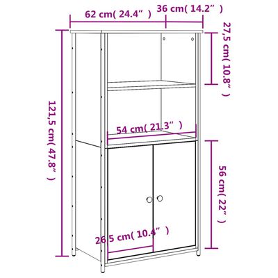 vidaXL Kaappi musta 62x36x121,5 cm tekninen puu