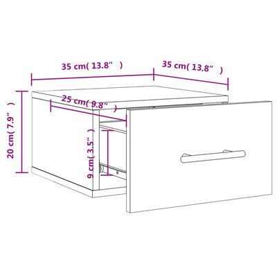 vidaXL Seinäkiinnitettävät yöpöydät 2 kpl betoninharmaa 35x35x20 cm