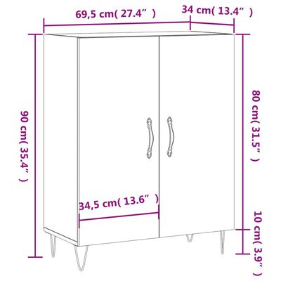 vidaXL Senkki betoninharmaa 69,5x34x90 cm tekninen puu