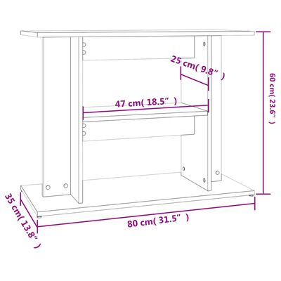 vidaXL Akvaarioteline harmaa Sonoma 80x35x60 cm tekninen puu