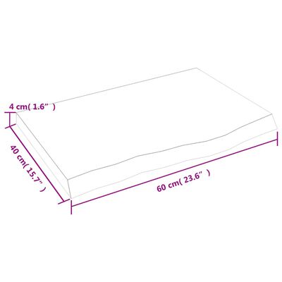 vidaXL Pöytälevy 60x40x(2-4) cm käsittelemätön täystammi