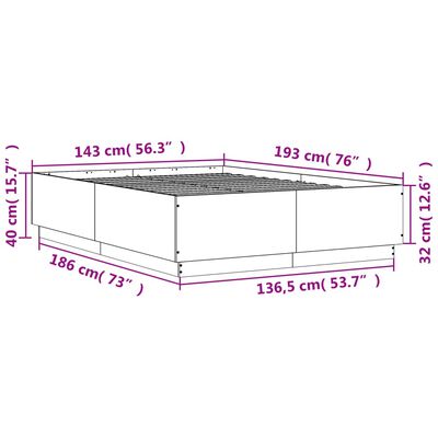 vidaXL Sängynrunko harmaa Sonoma 140x190 cm tekninen puu