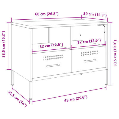 vidaXL TV-taso sinapinkeltainen 68x39x50,5 cm teräs