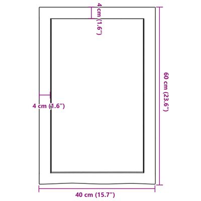 vidaXL Kylpyhuoneen työtaso 40x60x(2-6) cm käsittelemätön täysi puu