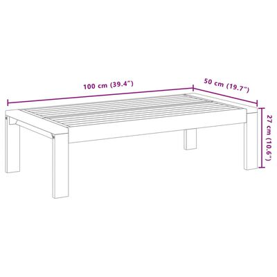 vidaXL Puutarhapöytä 100x50x27 cm täysi akasiapuu