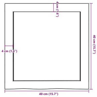 vidaXL Kylpyhuoneen työtaso 40x40x(2-6) cm käsittelemätön täysi puu