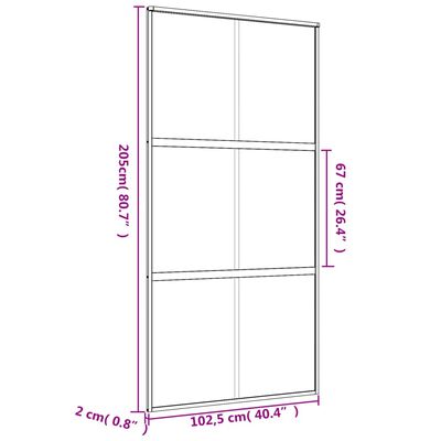 vidaXL Liukuovi kulta 102,5x205 cm himmeä ESG-lasi ja alumiini