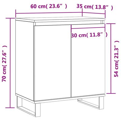 vidaXL Senkki ruskea tammi 60x35x70 cm tekninen puu