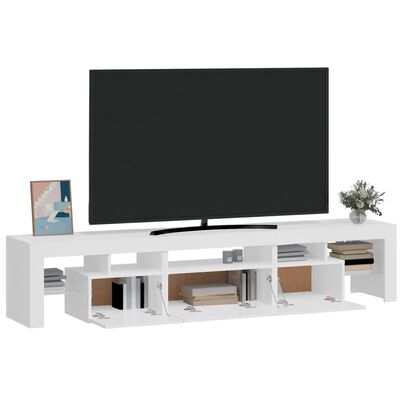 vidaXL TV-taso LED-valoilla korkeakiilto valkoinen 200x36,5x40 cm