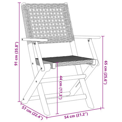 vidaXL Taitettavat puutarhatuolit 4 kpl beige polyrottinki / täysi puu