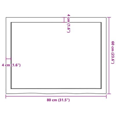 vidaXL Pöytälevy 80x60x(2-6) cm käsittelemätön täystammi