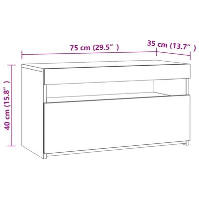 vidaXL TV-taso LED-valoilla Sonoma-tammi 75x35x40 cm