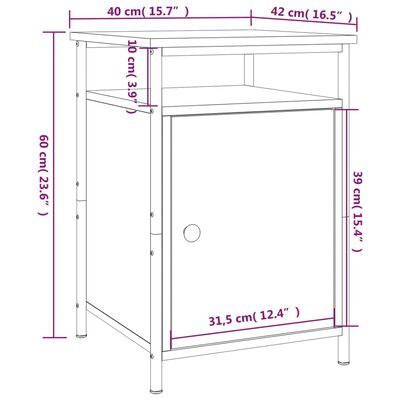 vidaXL Yöpöydät 2 kpl musta 40x42x60 cm tekninen puu