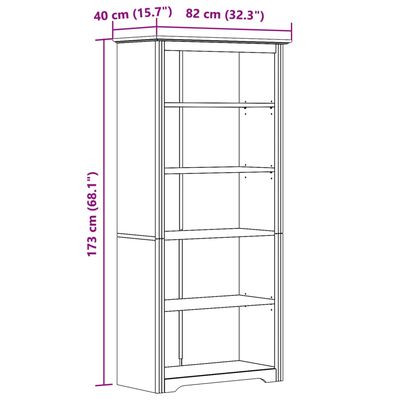 vidaXL Kirjahylly BODO harmaa 82x40x173 cm täysi mänty 5-kerrosta