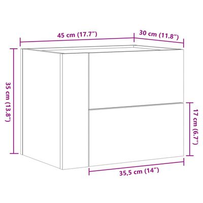 vidaXL Seinäkiinnitettävät yöpöydät 2 kpl valkoinen 45x30x35 cm