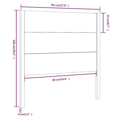 vidaXL Sängynpääty hunajanruskea 96x4x100 cm täysi mänty