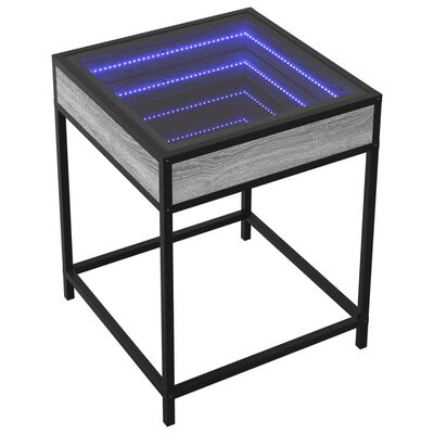 vidaXL sohvapöytä Infinity LED-valoilla harmaa Sonoma 40x40x51 cm