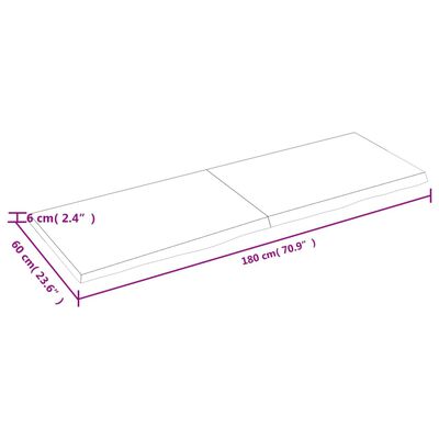 vidaXL Pöytälevy 180x60x(2-6) cm käsittelemätön täystammi