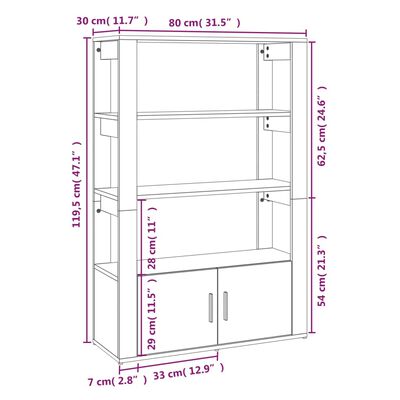 vidaXL Senkki musta 80x30x119,5 cm tekninen puu