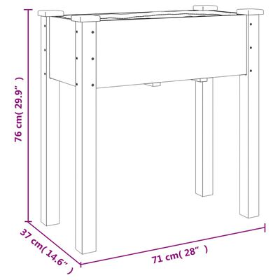 vidaXL Kukkalaatikko vuorauksella harmaa 71x37x76 cm täysi kuusi